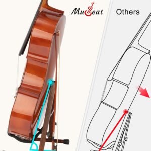 Cello Stand, A-Frame Cello Stand with Bow Holder for Cello Display, Handcrafted Wooden Cello Stand with Padded Foam, Mahogany Wood Floor Cello Stand for 1/2, 3/4, 7/8, Full-Size Cello, Guitar