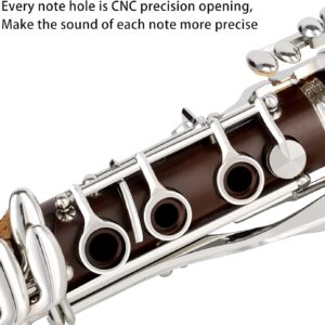 EASTROCK Bb Clarinet 17 Keys ABS Material Wide Range of Tones Particularly Beginner & Students-friendly with Using Tools and 2 Replaceable Barrels