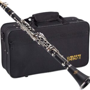 YANASON B Flat 17 Key Clarinet with 2 Barrels, Case, Stand, Strap, Reeds,8 Pads, 2 Cleaning Cloth and More