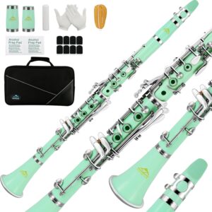 EASTROCK Bb Clarinet 17 Keys ABS Material Wide Range of Tones Particularly Beginner & Students-friendly with Using Tools and 2 Replaceable Barrels