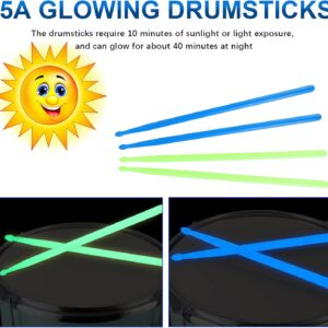 EASTROCK 5A Drum Sticks Maple Wood Drumsticks Blue Green Nylon Drumstick for Kids Adults Beginner Drum Accessories 6 Pair Nylon+Wood