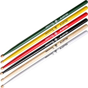 6 sticks/3 pairs 5A DrumsticksAssorted color,Classic 5A Drum Sticks,Hickory Drumsticks with Acorn Tips,for Acoustic or Electronic Drum,Bluefire Drumstick,Weight Matched.Christmas Gift