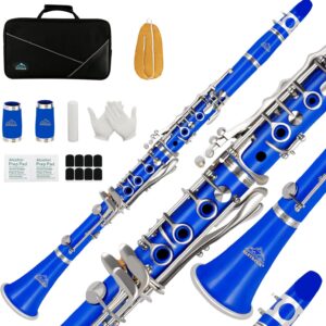 EASTROCK Bb Clarinet 17 Keys ABS Material Wide Range of Tones Particularly Beginner & Students-friendly with Using Tools and 2 Replaceable Barrels