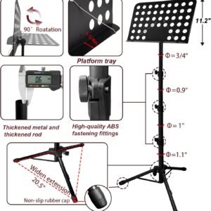 70IN Sheet Music Stand, Tall Music Stand for Sheet Music High Stability, Adjustable Portable Music Stand with Carrying Bag for Guitar, Violin, Ukulele 33-70IN-B