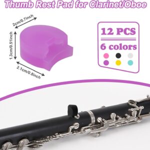 Clarinet Thumb Rest Cushion,12 Pcs Rubber Clarinet & Oboe Thumb Protector for Woodwind Instrument6 Colors