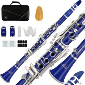 EASTROCK Bb Clarinet 17 Keys ABS Material Wide Range of Tones Particularly Beginner & Students-friendly with Using Tools and 2 Replaceable Barrels