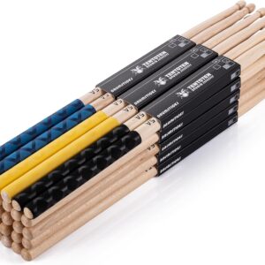 Drum Sticks 3 Pairs Classic 5A Drumsticks, America Maple Wood Drumsticks for Drums Adults Kids and Beginners with ANTI-SLIP Handles