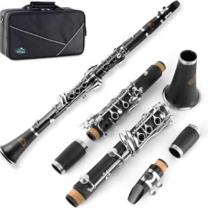 EASTROCK Bb Clarinet 17 Keys ABS Material Wide Range of Tones Particularly Beginner & Students-friendly with Using Tools and 2 Replaceable Barrels