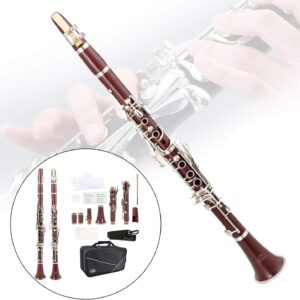 EASTROCK Bb Clarinet 17 Keys ABS Material Wide Range of Tones Particularly Beginner & Students-friendly with Using Tools and 2 Replaceable Barrels