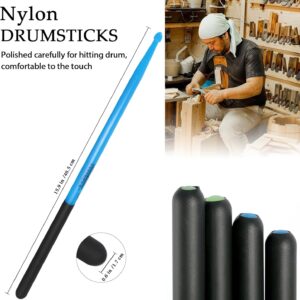 EASTROCK 5A Drum Sticks Maple Wood Drumsticks Blue Green Nylon Drumstick for Kids Adults Beginner Drum Accessories 6 Pair Nylon+Wood