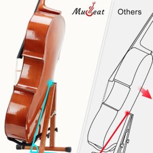 Cello Stand, A-Frame Cello Stand with Bow Holder for Cello Display, Handcrafted Wooden Cello Stand with Padded Foam, Mahogany Wood Floor Cello Stand for 1/2, 3/4, 7/8, Full-Size Cello, Guitar