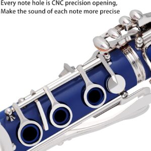 EASTROCK Bb Clarinet 17 Keys ABS Material Wide Range of Tones Particularly Beginner & Students-friendly with Using Tools and 2 Replaceable Barrels