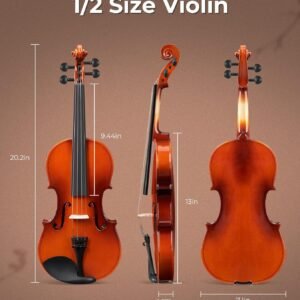 Vangoa Violin 4/4 Full Size Fiddle Beginner Set, Handcrafted Acoustic Violins Bundle Kit for Adults Teens Students Kids 9+, Solidwood Sides Starter Violín Outfit w/Mute, Hard Case, Right-hand, Red