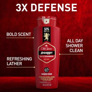 Old Spice Body Wash for Men, 24/7 Shower Fresh with Lasting Scent, Red Collection, Swagger with Cedarwood Scent, 24 fl oz Pack of 2