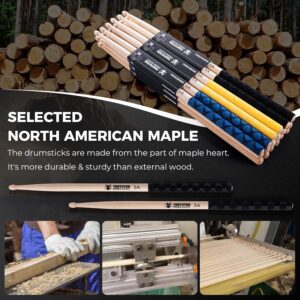 Drum Sticks 3 Pairs Classic 5A Drumsticks, America Maple Wood Drumsticks for Drums Adults Kids and Beginners with ANTI-SLIP Handles