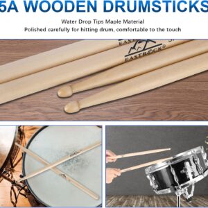 EASTROCK 5A Drum Sticks Maple Wood Drumsticks Blue Green Nylon Drumstick for Kids Adults Beginner Drum Accessories 6 Pair Nylon+Wood