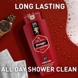 Old Spice Body Wash for Men, 24/7 Shower Fresh with Lasting Scent, Red Collection, Swagger with Cedarwood Scent, 24 fl oz Pack of 2