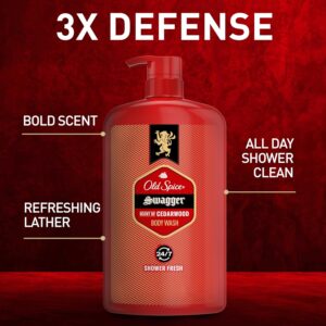 Old Spice Body Wash for Men, 24/7 Shower Fresh with Lasting Scent, Red Collection, Swagger with Cedarwood Scent, 24 fl oz Pack of 2