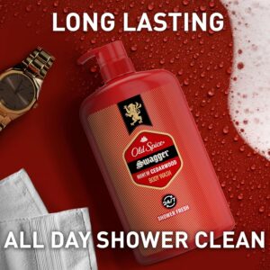 Old Spice Body Wash for Men, 24/7 Shower Fresh with Lasting Scent, Red Collection, Swagger with Cedarwood Scent, 24 fl oz Pack of 2