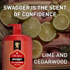 Old Spice Body Wash for Men, 24/7 Shower Fresh with Lasting Scent, Red Collection, Swagger with Cedarwood Scent, 24 fl oz Pack of 2