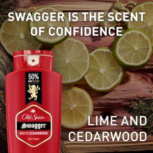 Old Spice Body Wash for Men, 24/7 Shower Fresh with Lasting Scent, Red Collection, Swagger with Cedarwood Scent, 24 fl oz Pack of 2