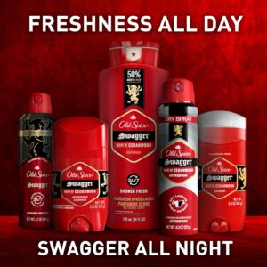 Old Spice Body Wash for Men, 24/7 Shower Fresh with Lasting Scent, Red Collection, Swagger with Cedarwood Scent, 24 fl oz Pack of 2