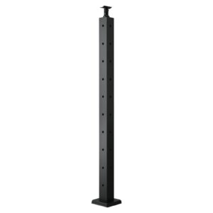 Cable Railing Post, 36x2x2 Inch Corner Railing Post, with L-Shaped Pre-Drilled Holes, Stainless Steel Cable Rail Post with Horizontal and Curved Bracket, 1-Pack, Black, 1JZLGZXHS914ZPBNY001V0