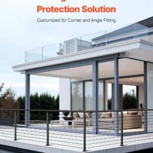 Cable Railing Post, 36x2x2 Inch Corner Railing Post, with L-Shaped Pre-Drilled Holes, Stainless Steel Cable Rail Post with Horizontal and Curved Bracket, 1-Pack, Black, 1JZLGZXHS914ZPBNY001V0