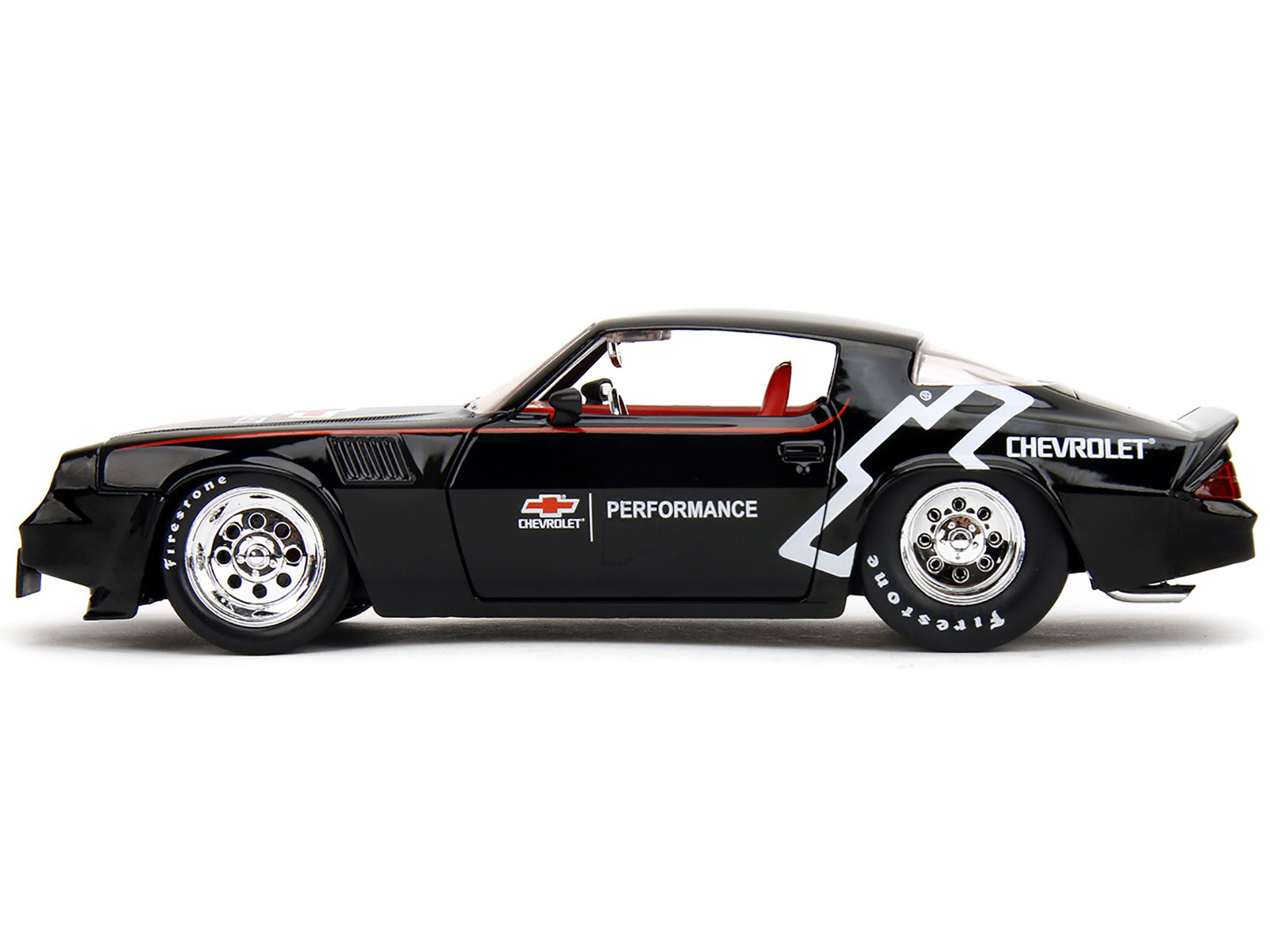 1979 Chevrolet Camaro Z28 "Chevrolet Performance" Black with Carbon Hood and Red Interior "Bigtime Muscle" Series 1/24 Diecast Model Car by Jada - Image 2