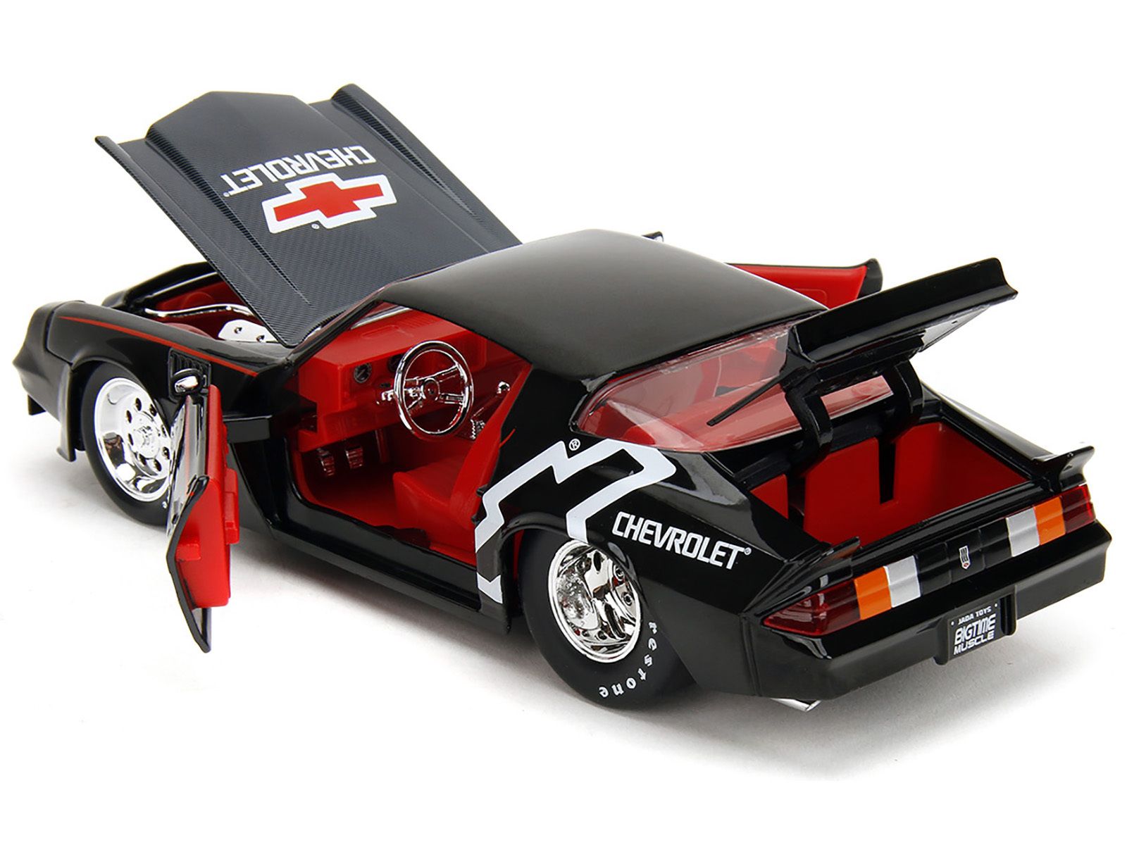 1979 Chevrolet Camaro Z28 "Chevrolet Performance" Black with Carbon Hood and Red Interior "Bigtime Muscle" Series 1/24 Diecast Model Car by Jada - Image 3