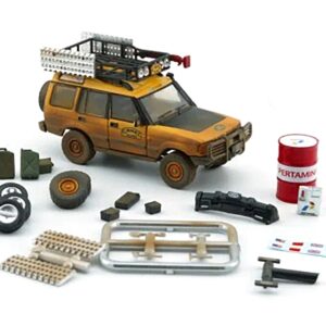 Land Rover Discovery 1 RHD (Right Hand Drive) "Camel Trophy" Yellow (Dirty Mud Version) with Roof Rack Extra Wheels and Accessories Limited Edition to 2016 pieces Worldwide 1/64 Diecast Model Car by BM Creations