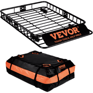Roof Rack Cargo Basket, 51" x 36" x 5" Rooftop Cargo Carrier w/ 15 Cu Ft Waterproof Cargo Bag, 200 LBS Capacity Universal Rack Carrier for SUV, Truck
