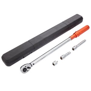 Torque Wrench, 1/2-inch Drive Click Torque Wrench 20-250ft.lb/34-340n.m, Dual-Direction Adjustable Torque Wrench Set, Mechanical Dual Range Scales Torque Wrench Kit with Adapters Extension Rod