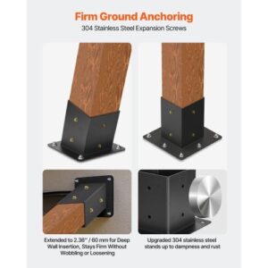 Pergola Kit, 4x4 Inch 4-Way Slanted Bracket for 3.5x3.5 Inch Wood Beams in Actual Size, Carbon Steel Pergola Bracket with Post Base and Wall Mount Base, for Outdoor Pergolas, Gazebos, Sheds