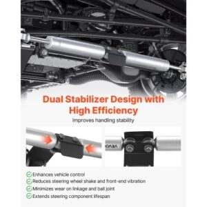Dual Steering Stabilizer, for 2007-2018 Jeep Wrangler JK, Dual Steering Stabilizer Kit Fits with 2 Inches of Suspension Lift or Higher, Enhanced Control & Reduced Vibration, Easy Installation