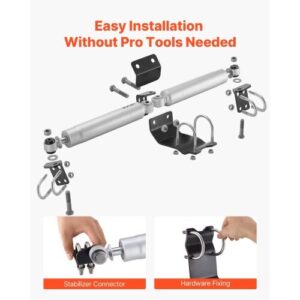 Dual Steering Stabilizer, for 2007-2018 Jeep Wrangler JK, Dual Steering Stabilizer Kit Fits with 2 Inches of Suspension Lift or Higher, Enhanced Control & Reduced Vibration, Easy Installation