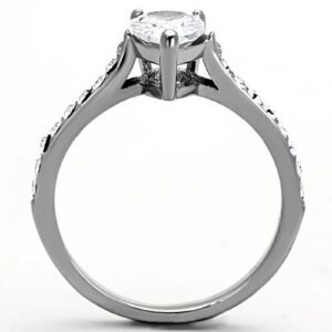 TK1337 - High polished (no plating) Stainless Steel Ring with AAA Grade CZ  in Clear