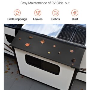 Camper Awning Fabric Replacement, 1" to 13', Weatherproof Durable Slide Topper Awning with Bracket, Heavy Duty Slide Topper Awning with Stainless Steel Material, Fit for RV & Motorhome(Black)